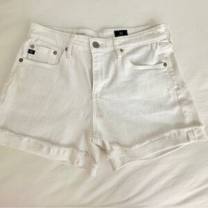 Ag  White Jean Shorts cuffed mid rise. Gently worn. 25 R